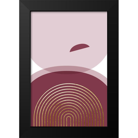 Abstract Minimalist Burgundy Gold 4 Black Modern Wood Framed Art Print by Urban Epiphany