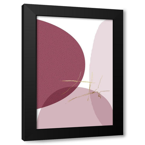 Abstract Minimalist Burgundy Gold 6 Black Modern Wood Framed Art Print by Urban Epiphany