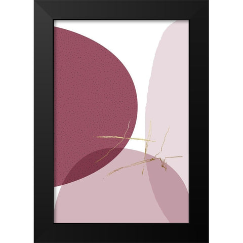 Abstract Minimalist Burgundy Gold 6 Black Modern Wood Framed Art Print by Urban Epiphany