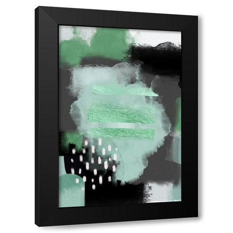 Green Meditation Black Modern Wood Framed Art Print by Urban Epiphany
