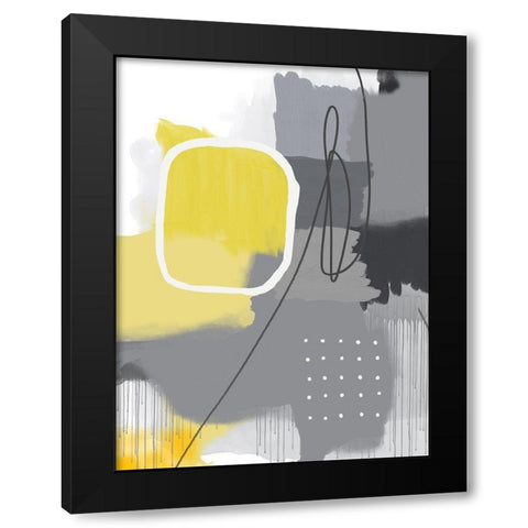Modern Abstract Yellow Grey 1 Black Modern Wood Framed Art Print by Urban Epiphany