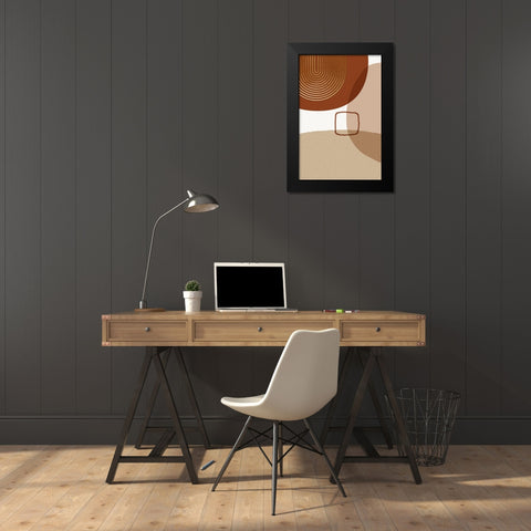Mid Century Boho Minimalist 5 Black Modern Wood Framed Art Print by Urban Epiphany