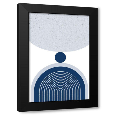Mid Century Modern Navy Silver 1 Black Modern Wood Framed Art Print with Double Matting by Urban Epiphany