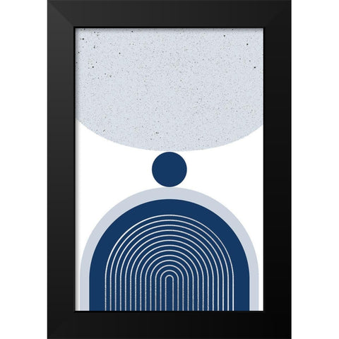 Mid Century Modern Navy Silver 1 Black Modern Wood Framed Art Print by Urban Epiphany