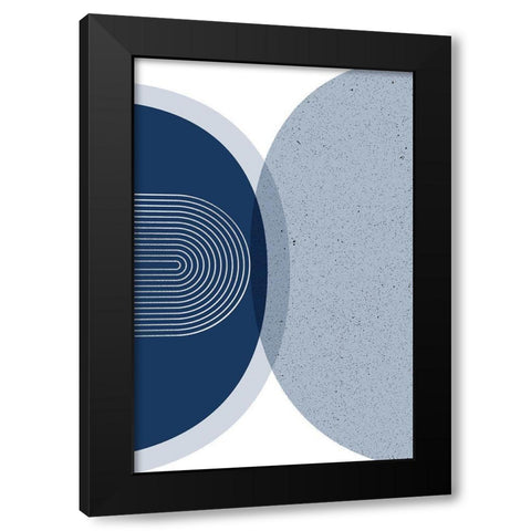 Mid Century Modern Navy Silver 3 Black Modern Wood Framed Art Print with Double Matting by Urban Epiphany