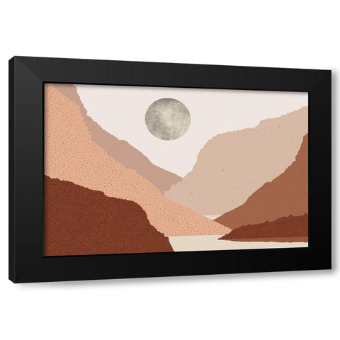 Mid Century Boho Landscape Black Modern Wood Framed Art Print with Double Matting by Urban Epiphany