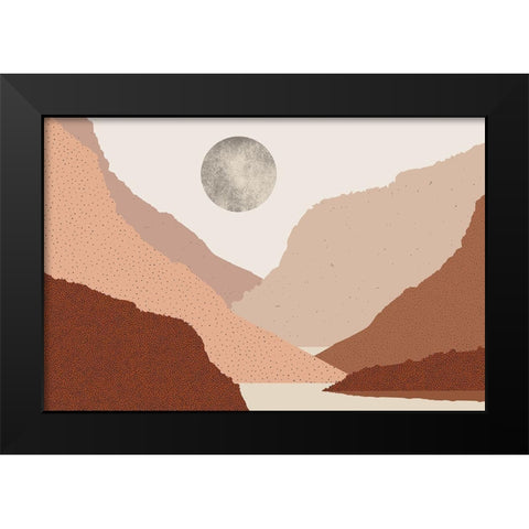 Mid Century Boho Landscape Black Modern Wood Framed Art Print by Urban Epiphany