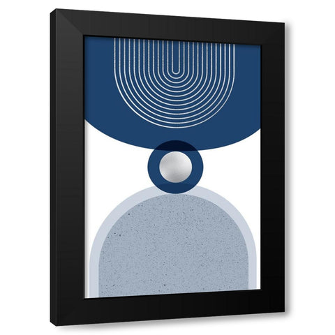 Mid Century Glam Navy Silver 1 Black Modern Wood Framed Art Print with Double Matting by Urban Epiphany