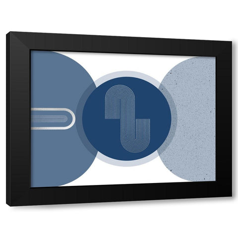 Mid Century Glam Navy Silver 2 Black Modern Wood Framed Art Print with Double Matting by Urban Epiphany