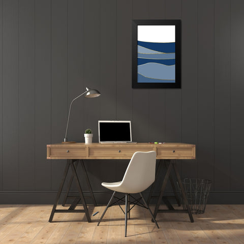Navy Gold Landscape 3 Black Modern Wood Framed Art Print by Urban Epiphany