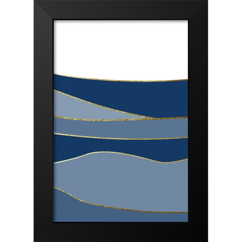 Navy Gold Landscape 3 Black Modern Wood Framed Art Print by Urban Epiphany