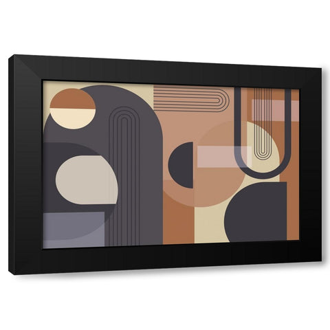 Abstract Arches Charcoal Terracotta 1 Black Modern Wood Framed Art Print by Urban Epiphany