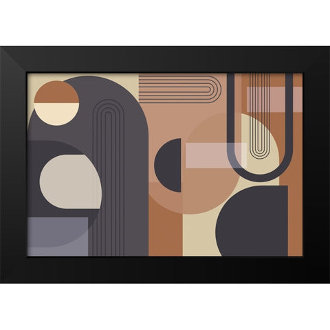 Abstract Arches Charcoal Terracotta 1 Black Modern Wood Framed Art Print by Urban Epiphany