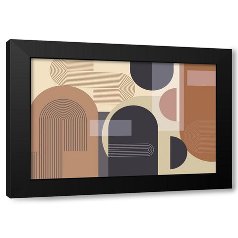 Abstract Arches Charcoal Terracotta 2 Black Modern Wood Framed Art Print with Double Matting by Urban Epiphany