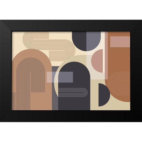 Abstract Arches Charcoal Terracotta 2 Black Modern Wood Framed Art Print by Urban Epiphany