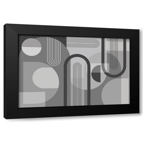 Abstract Arches Gray 1 Black Modern Wood Framed Art Print with Double Matting by Urban Epiphany