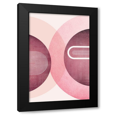 Mid Century Arches Pink Burgundy 2 Black Modern Wood Framed Art Print by Urban Epiphany