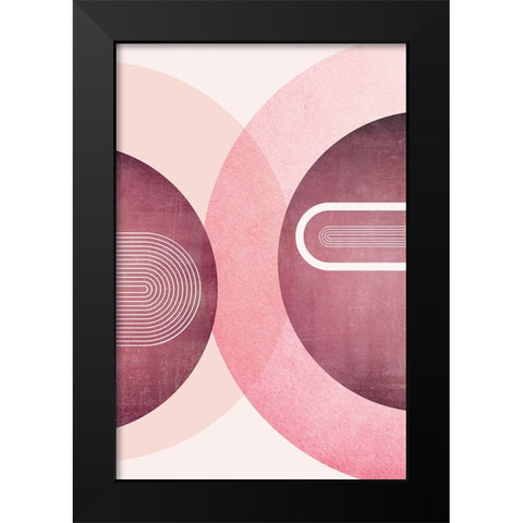 Mid Century Arches Pink Burgundy 2 Black Modern Wood Framed Art Print by Urban Epiphany