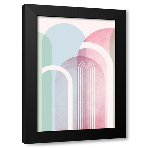 Mid Century Arches Soft Pastels 1 Black Modern Wood Framed Art Print by Urban Epiphany
