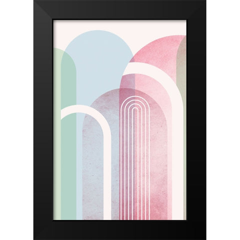 Mid Century Arches Soft Pastels 1 Black Modern Wood Framed Art Print by Urban Epiphany
