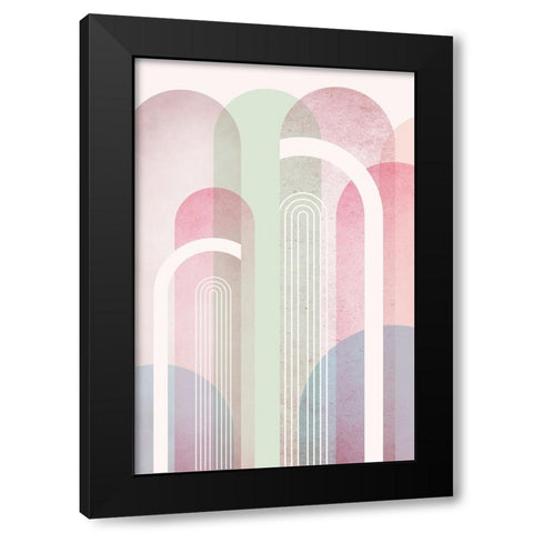Mid Century Arches Soft Pastels 2 Black Modern Wood Framed Art Print by Urban Epiphany