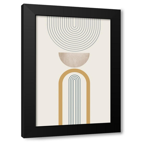 MidCentury Minimalist Boho 3 Black Modern Wood Framed Art Print with Double Matting by Urban Epiphany