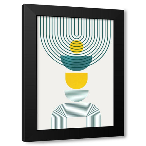 Mid Century Teal Yellow 1 Black Modern Wood Framed Art Print by Urban Epiphany