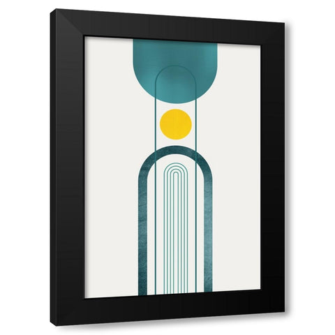 Mid Century Teal Yellow 2 Black Modern Wood Framed Art Print by Urban Epiphany