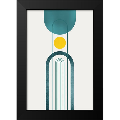 Mid Century Teal Yellow 2 Black Modern Wood Framed Art Print by Urban Epiphany