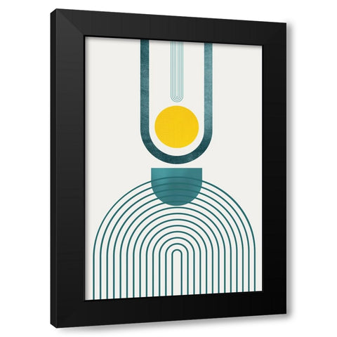 Mid Century Teal Yellow 3 Black Modern Wood Framed Art Print by Urban Epiphany