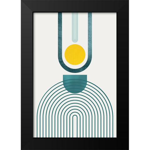Mid Century Teal Yellow 3 Black Modern Wood Framed Art Print by Urban Epiphany