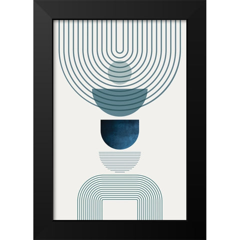 Mid CenturyModern Navy Teal 2 Black Modern Wood Framed Art Print by Urban Epiphany