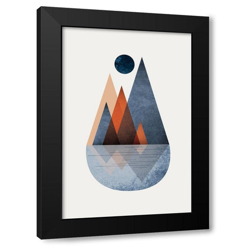 Minimalist Mid Century Orange Navy 2 Black Modern Wood Framed Art Print with Double Matting by Urban Epiphany