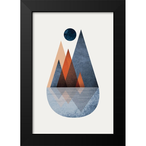 Minimalist Mid Century Orange Navy 2 Black Modern Wood Framed Art Print by Urban Epiphany