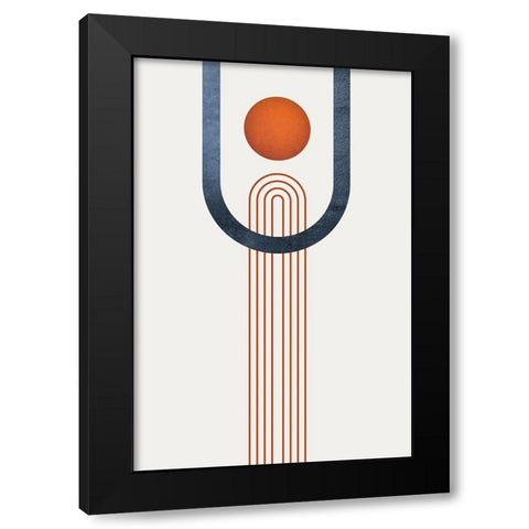 Minimalist Mid Century Orange Navy 3 Black Modern Wood Framed Art Print by Urban Epiphany