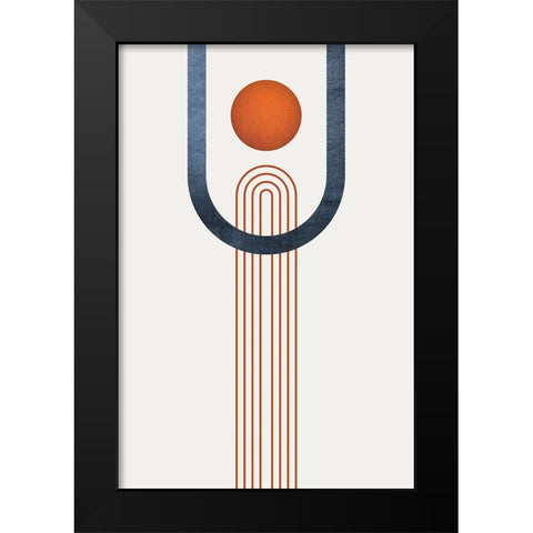 Minimalist Mid Century Orange Navy 3 Black Modern Wood Framed Art Print by Urban Epiphany