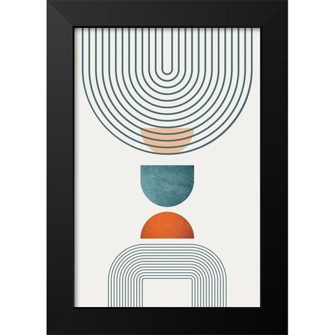 Minimalist Mid Century Orange Teal 1 Black Modern Wood Framed Art Print by Urban Epiphany