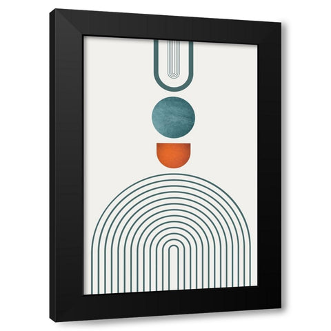 Minimalist Mid Century Orange Teal 3 Black Modern Wood Framed Art Print by Urban Epiphany