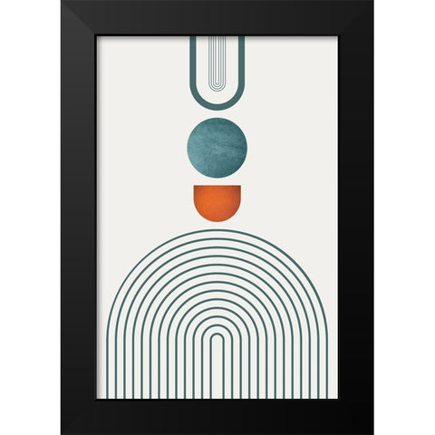 Minimalist Mid Century Orange Teal 3 Black Modern Wood Framed Art Print by Urban Epiphany