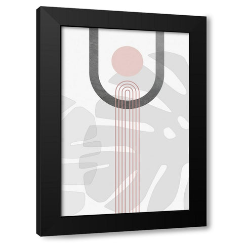 Modern Mid Century Abstract Pink Grey 1 Black Modern Wood Framed Art Print with Double Matting by Urban Epiphany