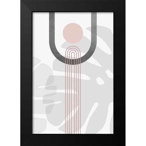 Modern Mid Century Abstract Pink Grey 1 Black Modern Wood Framed Art Print by Urban Epiphany