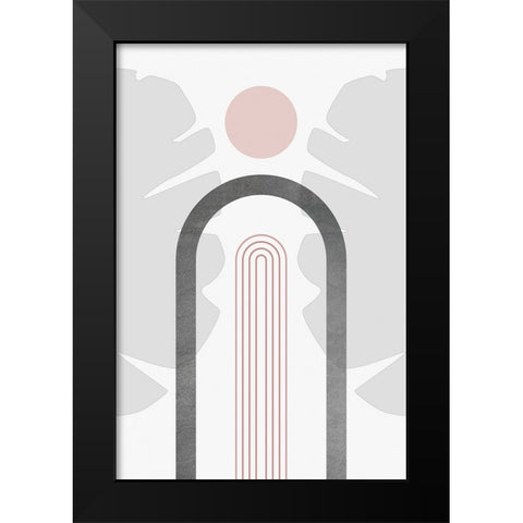Modern Mid Century Abstract Pink Grey 2 Black Modern Wood Framed Art Print by Urban Epiphany