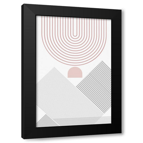 Modern Mid Century Abstract Pink Grey 3 Black Modern Wood Framed Art Print by Urban Epiphany