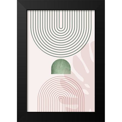 Pink Green Mid Century Botanical 2 Black Modern Wood Framed Art Print by Urban Epiphany