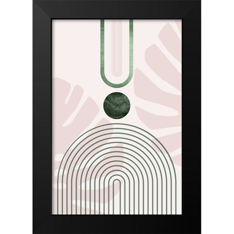 Pink Green Mid Century Botanical 3 Black Modern Wood Framed Art Print by Urban Epiphany