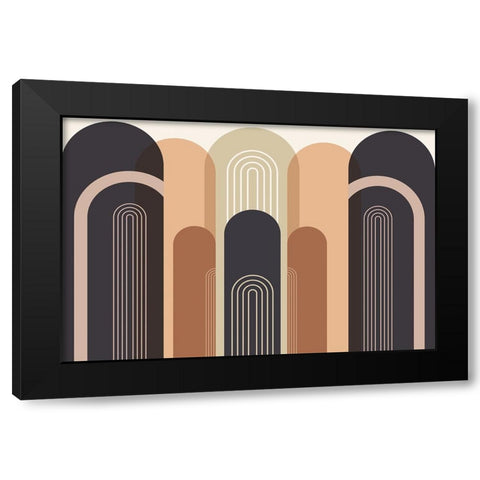 Mid Century Arches Black Modern Wood Framed Art Print with Double Matting by Urban Epiphany