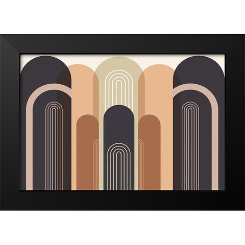 Mid Century Arches Black Modern Wood Framed Art Print by Urban Epiphany