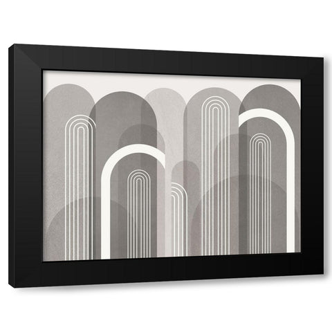 Mid Century Arches Stone Black Modern Wood Framed Art Print with Double Matting by Urban Epiphany