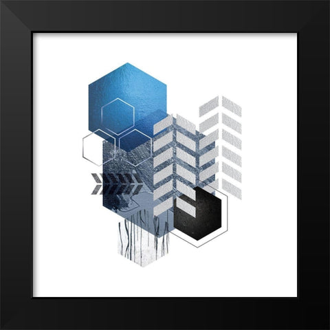 Geo Blue 1 Black Modern Wood Framed Art Print by Urban Epiphany