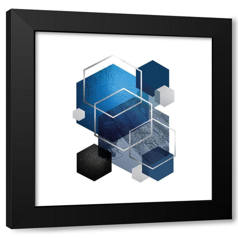 Geo Blue 2 Black Modern Wood Framed Art Print by Urban Epiphany